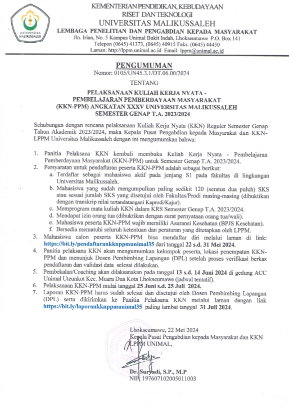 Pengumuman KKN PPM XXXV Genap 2023 2024 1 001