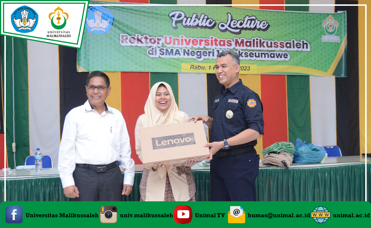 Berikan Public Lecture Rektor Unimal Hadiahkan Laptop