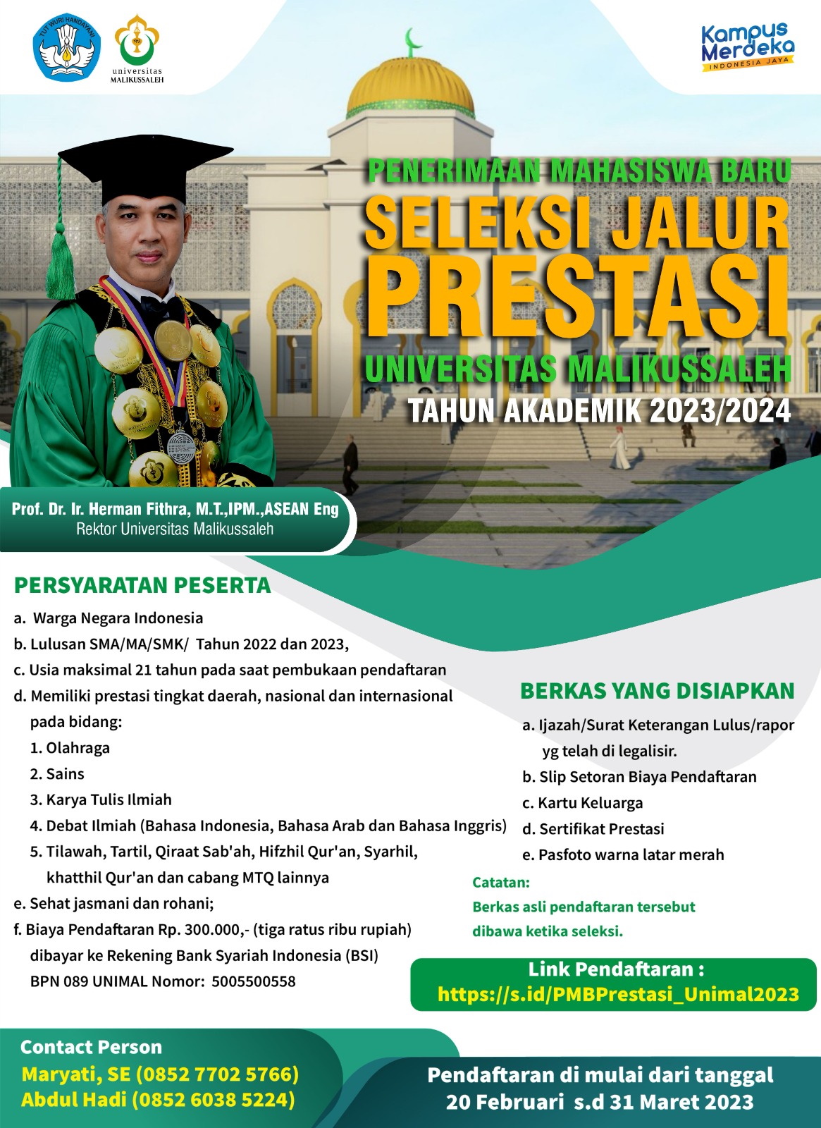Unimal Kembali Buka Penerimaan Mahasiswa Jalur Prestasi