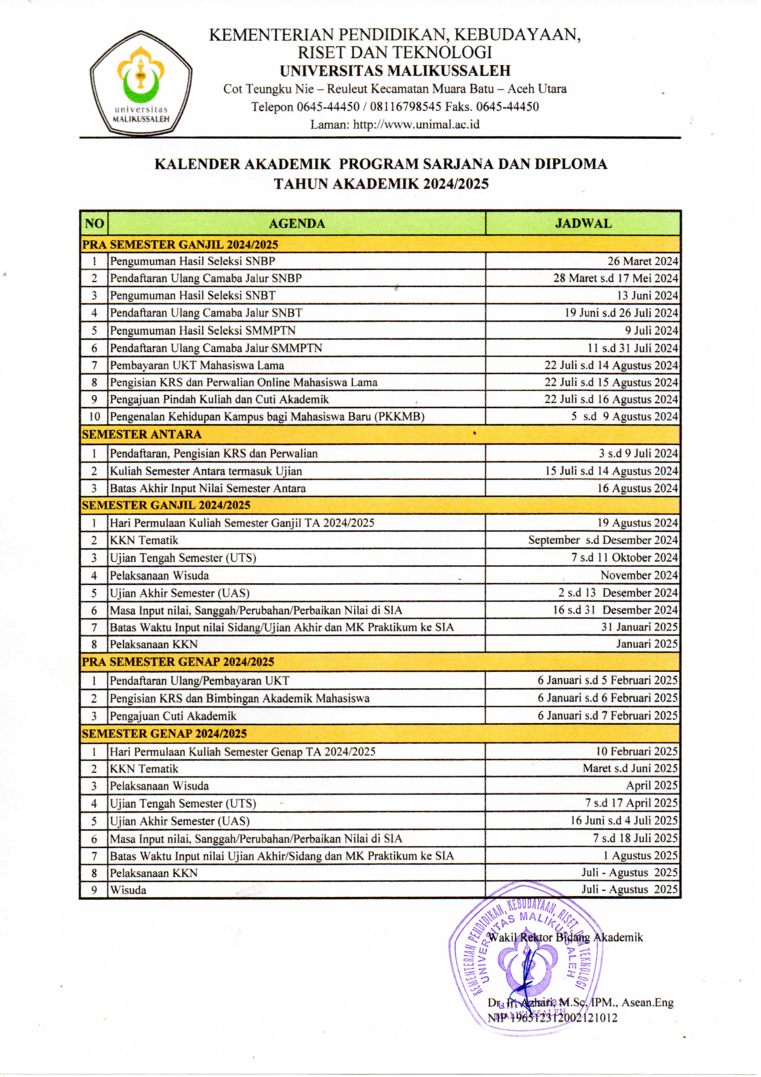 Kalender Akademik 2024 2025